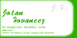jolan hovanecz business card